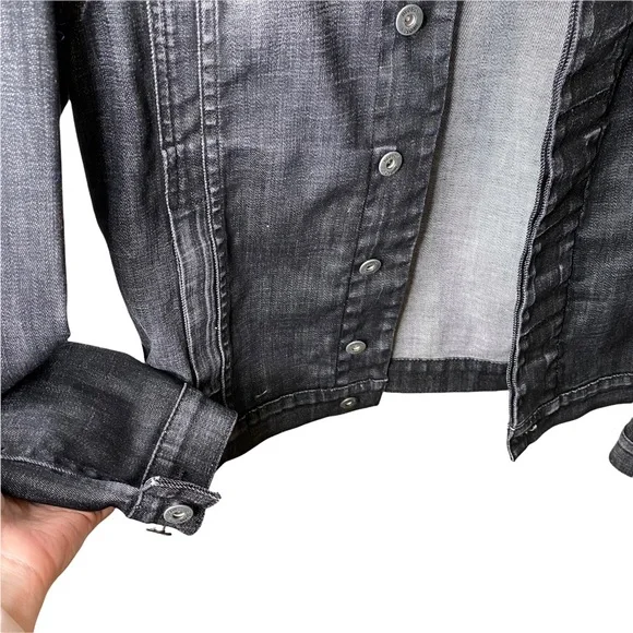 Hudson Jeans Moto Oversized Jacket Grey Black Denim Size Small - Picture 13 of 16